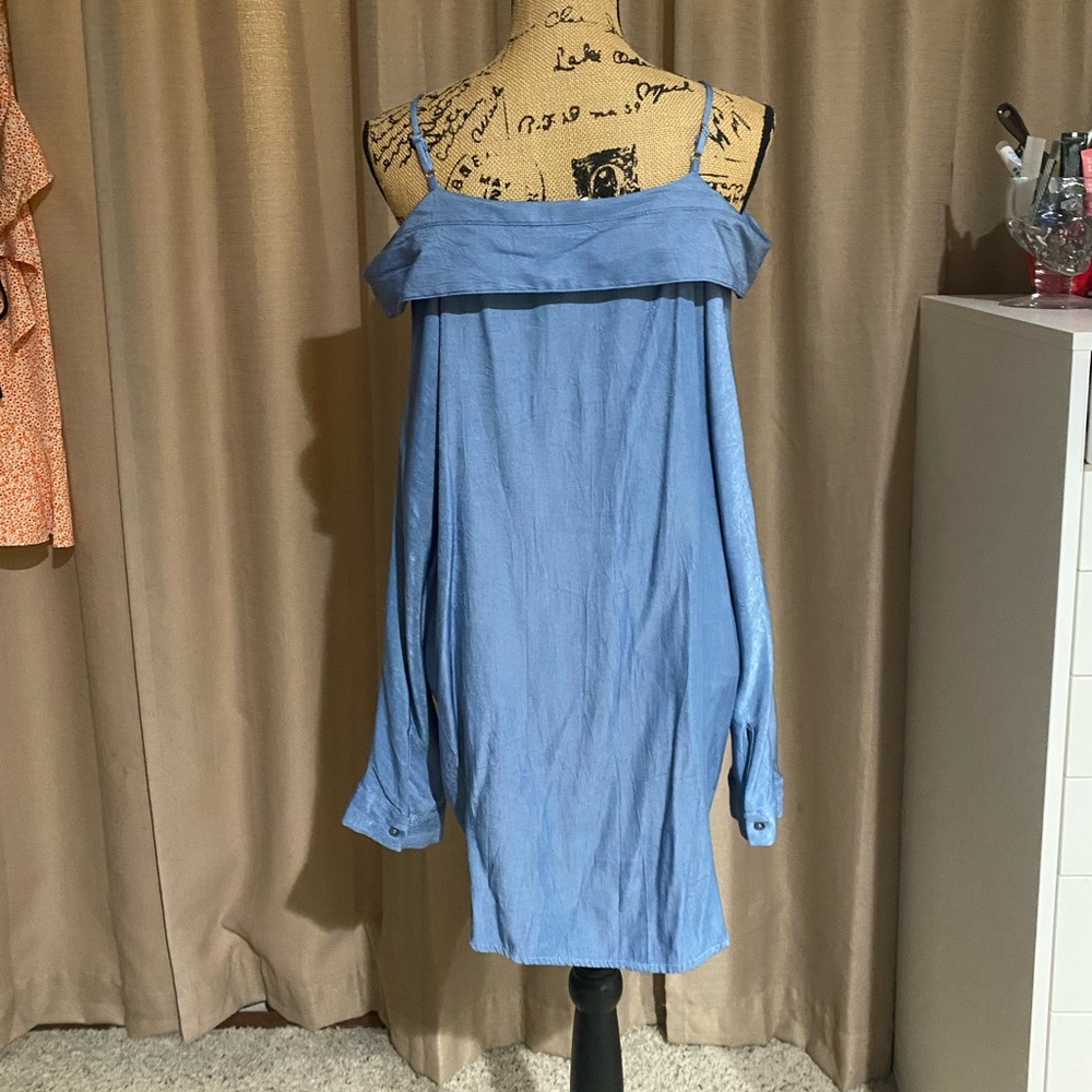 Off The Shoulder Button Up With Straps - image 5